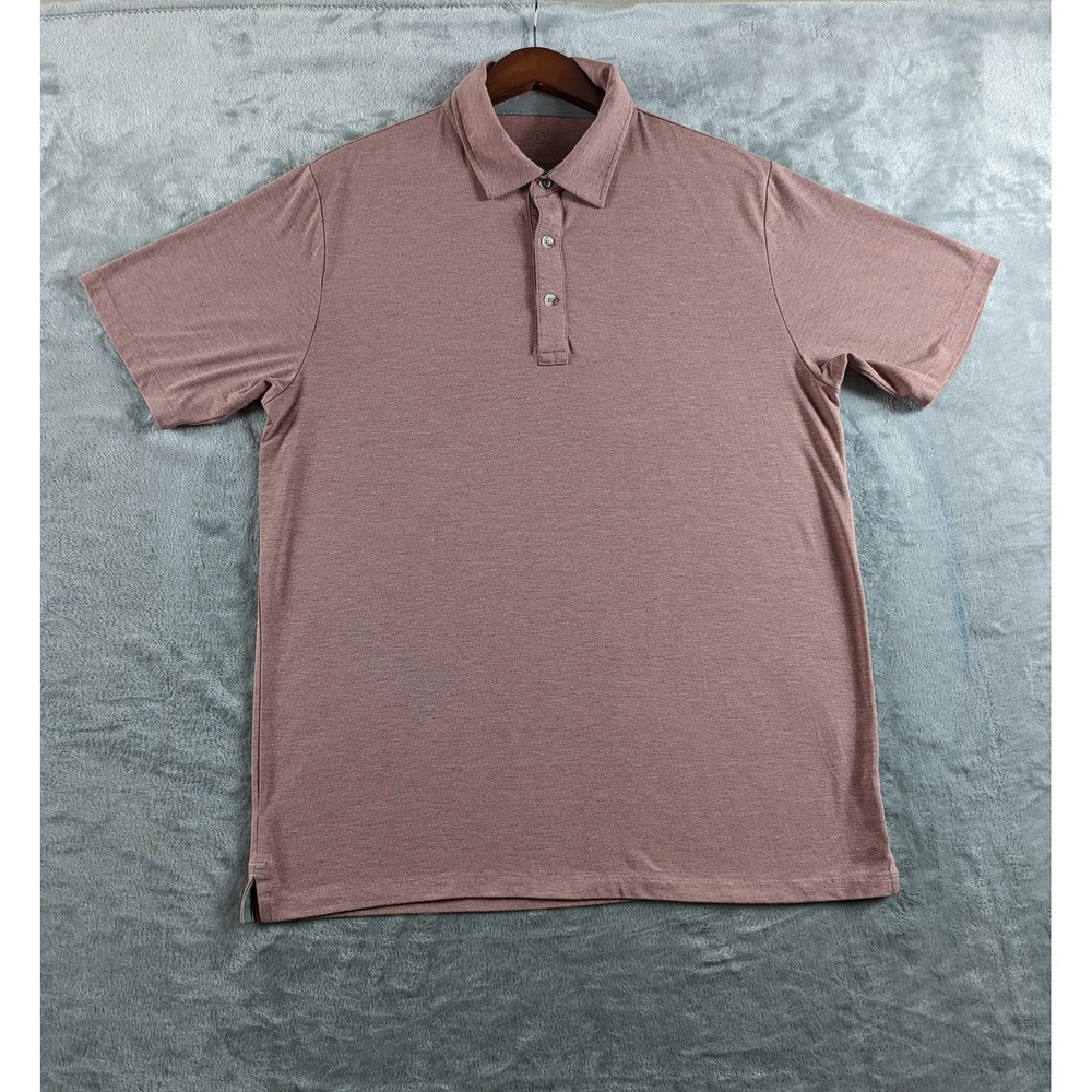 Free Fly Polo Shirt Mens Large Pink Bamboo Jersey Stretch Short Sleeve Casual